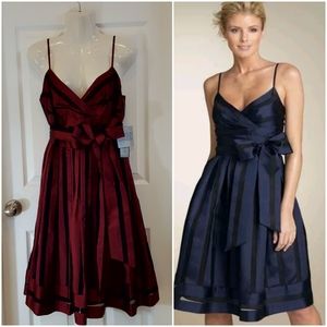 Anne Klein Size 8 Striped Silk Dress Spaghetti Strap Fit and Flare NWT